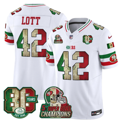 49ers Mexico 80th Anniversary & 5X Champs Jersey - Stitched