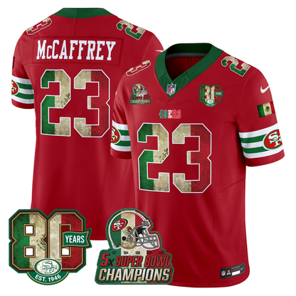 49ers Mexico 80th Anniversary & 5X Champs Jersey - Stitched