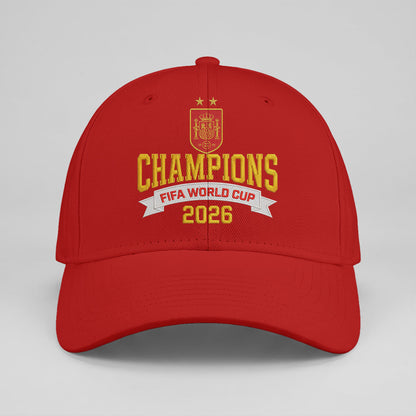 Spain 2026 Soccer Champion Baseball Embroidered Cap