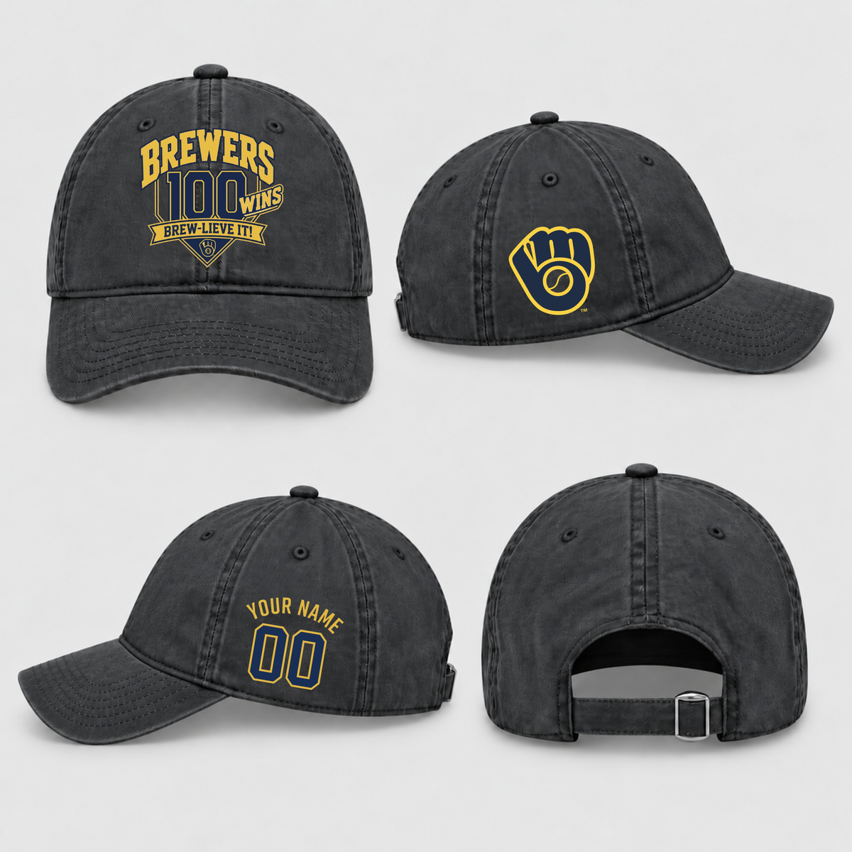 MIL 100 Wins Personalized Wash Hat - Printed