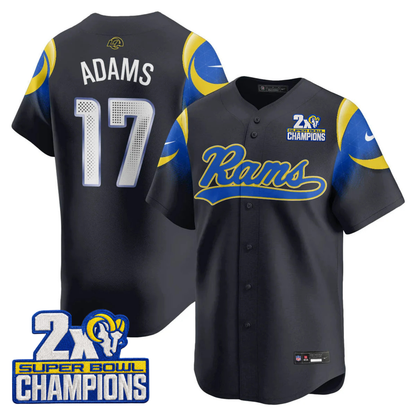 LAR Rivalry 2X Champions Patch Baseball Jersey - Stitched