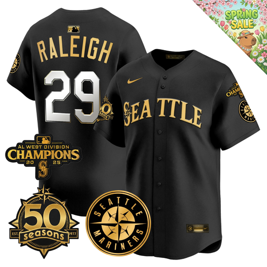 SEA Vapor Limited Gold Jersey - 50th Anniversary & 2025 AL West Champs Patch - Stitched