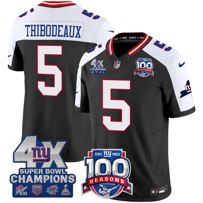 New York Giants 4X Champions & 100th Season Patch Vapor Limited Jersey - All Stitched