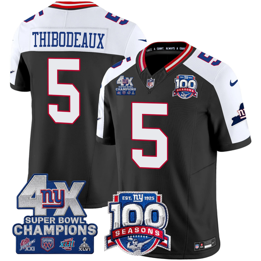 NYG 4X Champions & 100th Season Patch Vapor Limited Jersey - Stitched
