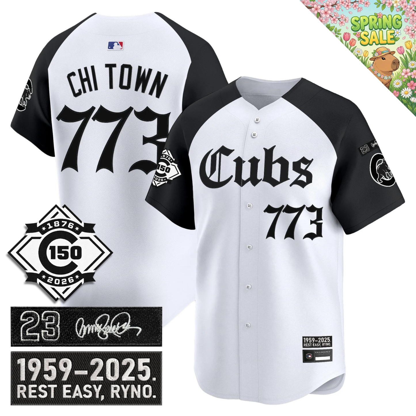 CHC 'Ryne Sandberg Tribute' & 150th anniversary patch Limited Gothic Jersey - All Stitched