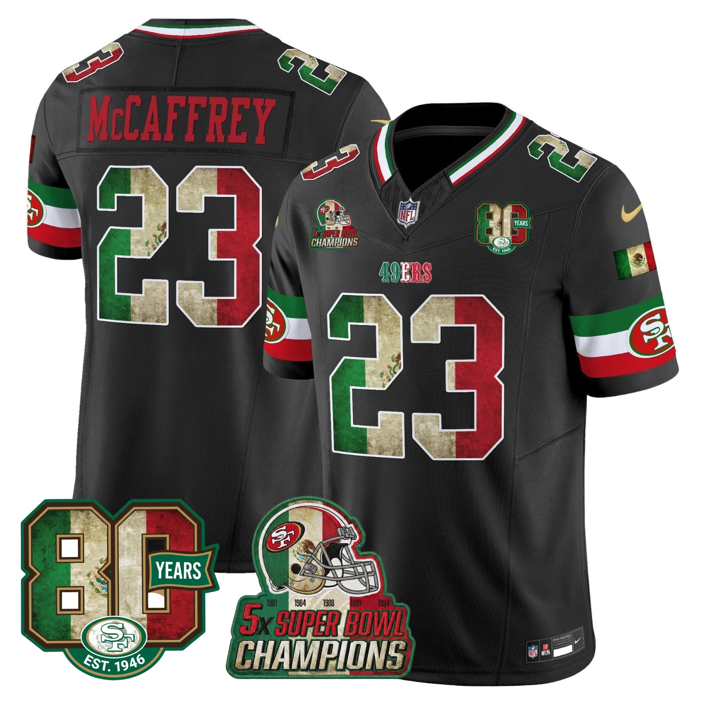 49ers Mexico 80th Anniversary & 5X Champs Jersey - Stitched