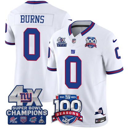 New York Giants 4X Champions & 100th Season Patch Vapor Limited Jersey - All Stitched