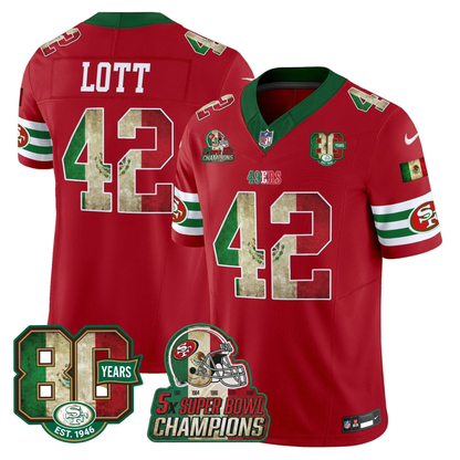 49ers Mexico 80th Anniversary & 5X Champs Jersey - Stitched (Tiktok)