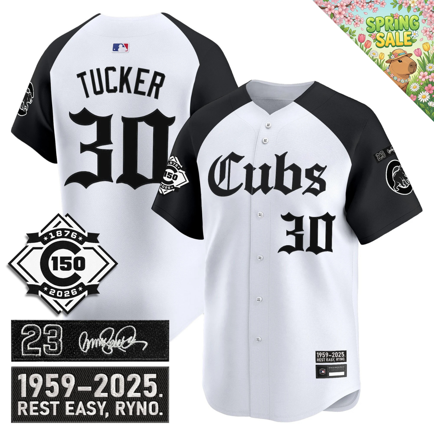 CHC 'Ryne Sandberg Tribute' & 150th anniversary patch Limited Gothic Jersey - All Stitched