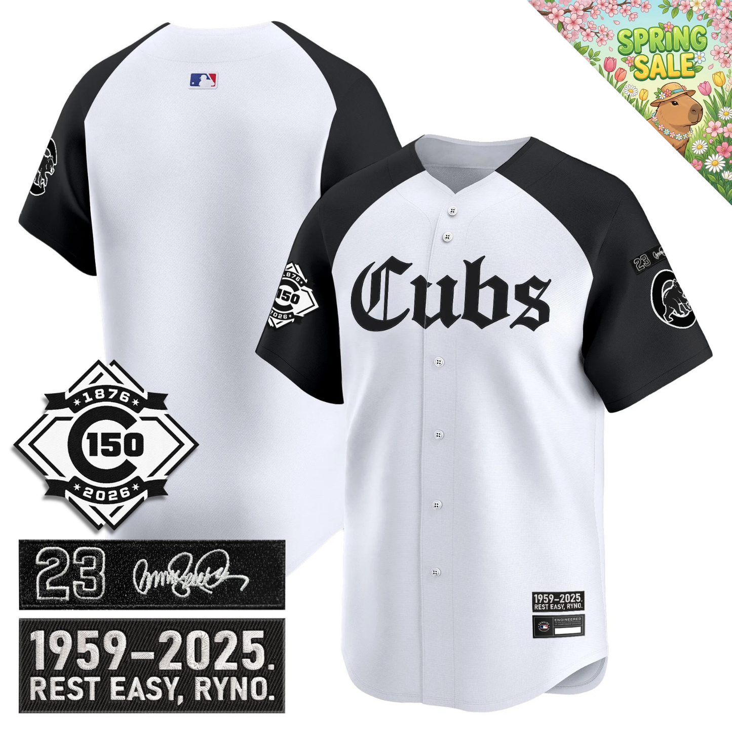 CHC 'Ryne Sandberg Tribute' & 150th anniversary patch Limited Gothic Jersey - All Stitched