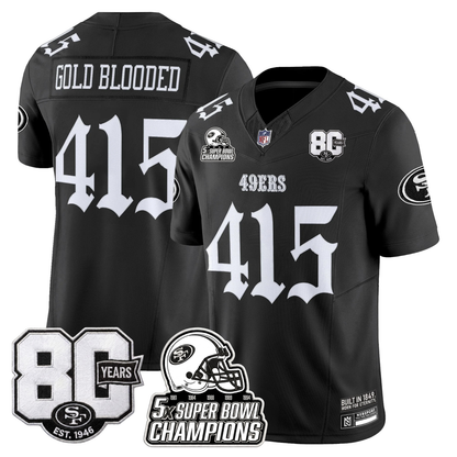 SF 'Fog City Gothic Edition' 80th Anniversary & 5X Champs Jersey - Stitched