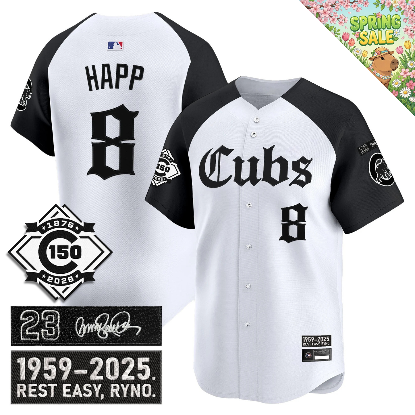 CHC 'Ryne Sandberg Tribute' & 150th anniversary patch Limited Gothic Jersey - All Stitched