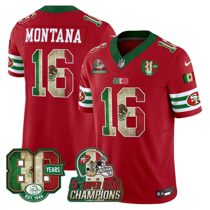 49ers Mexico 80th Anniversary & 5X Champs Jersey - Stitched (Tiktok)