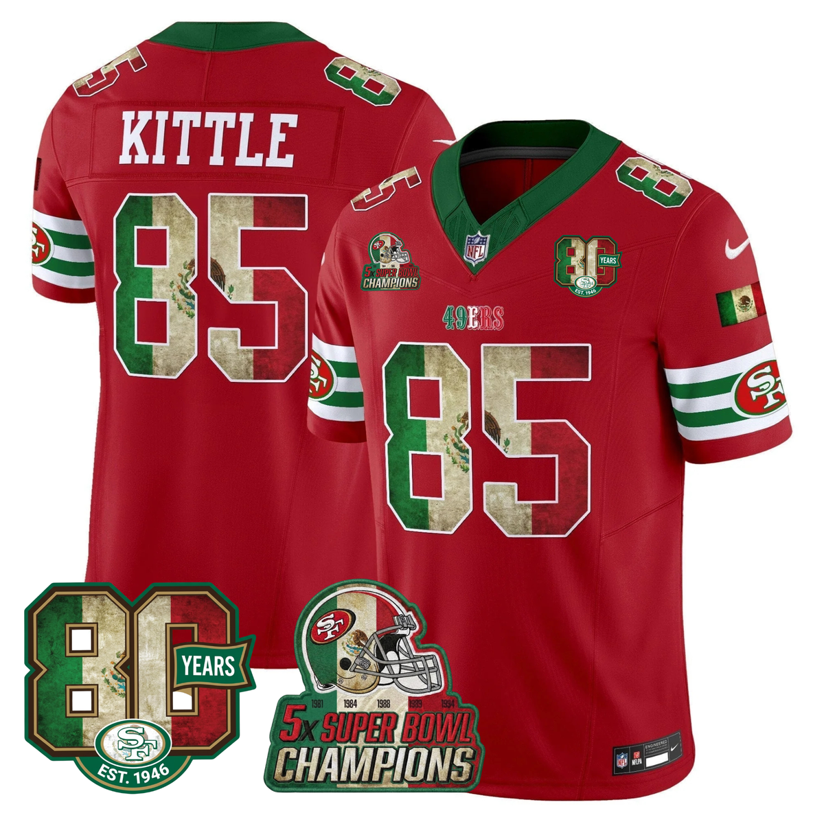 49ers Mexico 80th Anniversary & 5X Champs Jersey - Stitched (Tiktok)