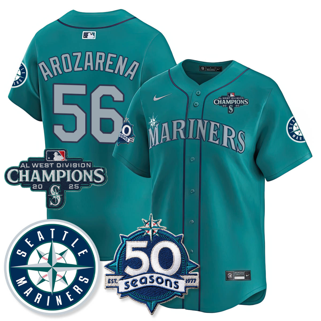 SEA Vapor Premier Limited Jersey - 50th Anniversary & AL West Division Champions - All Stitched Teal / Randy Arozarena
