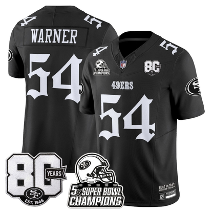SF 'Fog City Gothic Edition' 80th Anniversary & 5X Champs Jersey - Stitched