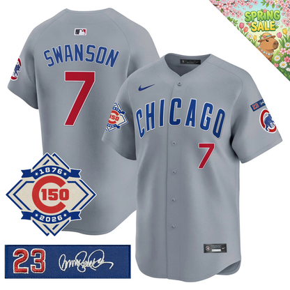 CHC 150th Anniversary & 'Ryne Sandberg Tribute' Patch Vapor Premier Limited Jersey - All Stitched