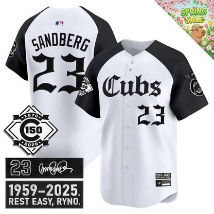 CHC 'Ryne Sandberg Tribute' & 150th anniversary patch Limited Gothic Jersey - All Stitched