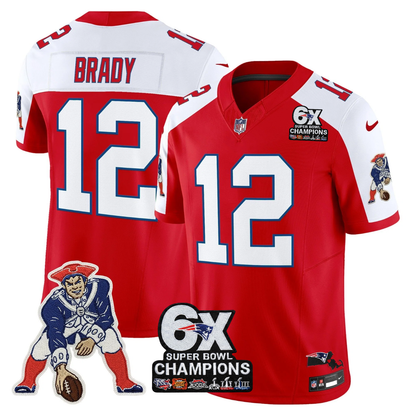 NE 6-Time Champions & Massachusetts Patch Limited Throwback Jersey - Stitched
