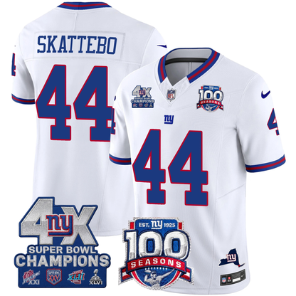 New York Giants 4X Champions & 100th Season Patch Vapor Limited Jersey - All Stitched