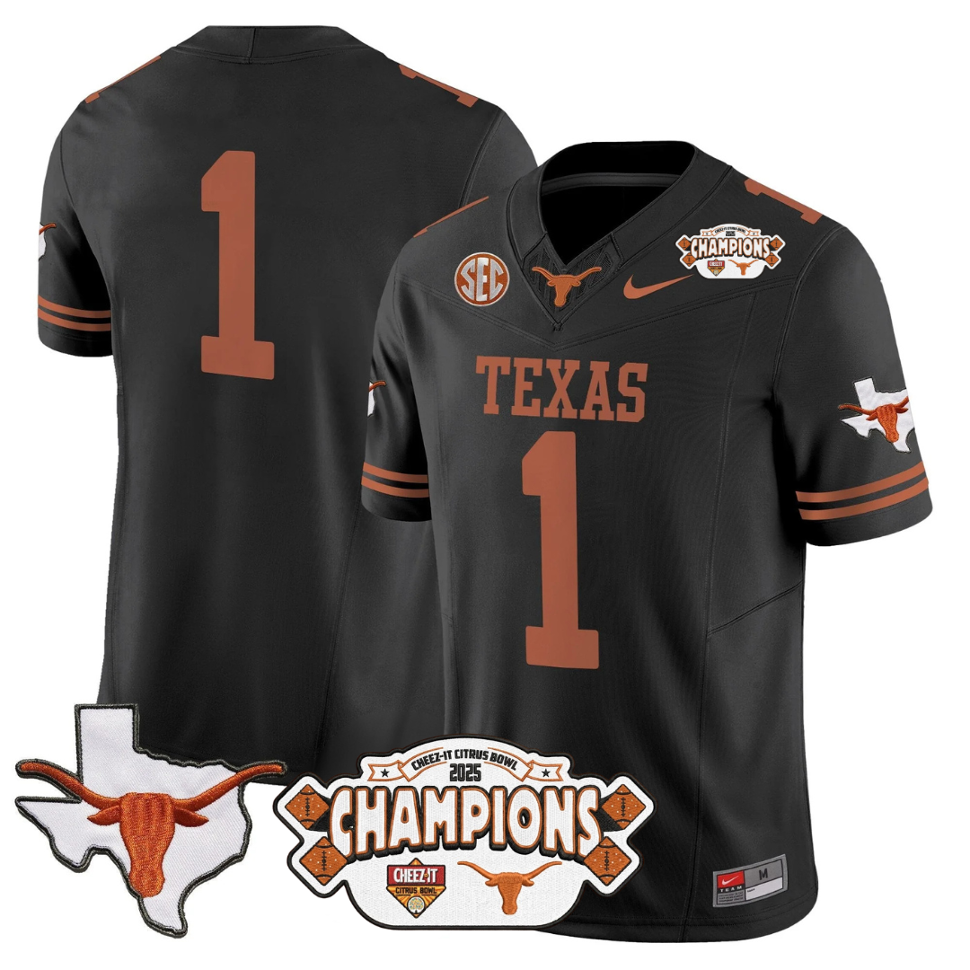 TEX 2025 State Map & Citrus Bowl Champions Patch Vapor Limited Jersey - All Stitched