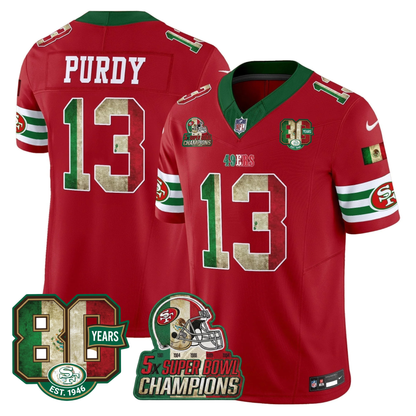 49ers Mexico 80th Anniversary & 5X Champs Jersey - Stitched (Tiktok)