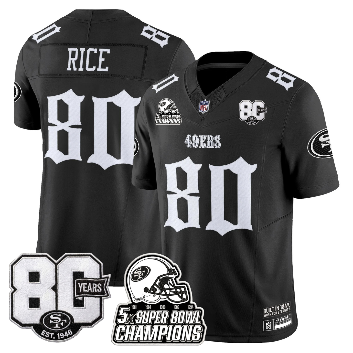 SF 'Fog City Gothic Edition' 80th Anniversary & 5X Champs Jersey - Stitched