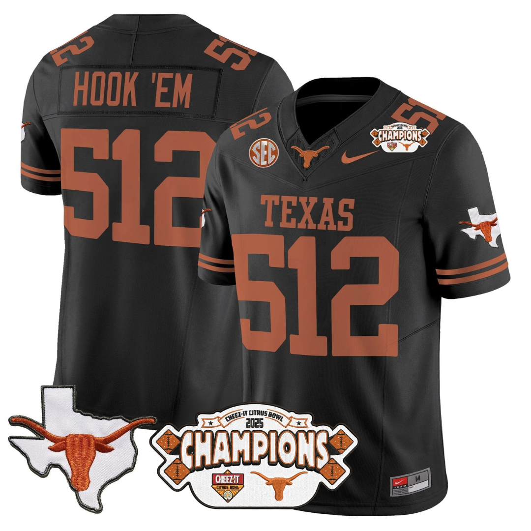 TEX 2025 State Map & Citrus Bowl Champions Patch Vapor Limited Jersey - All Stitched