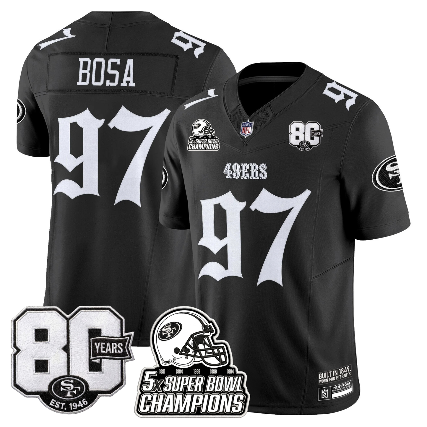 SF 'Fog City Gothic Edition' 80th Anniversary & 5X Champs Jersey - Stitched