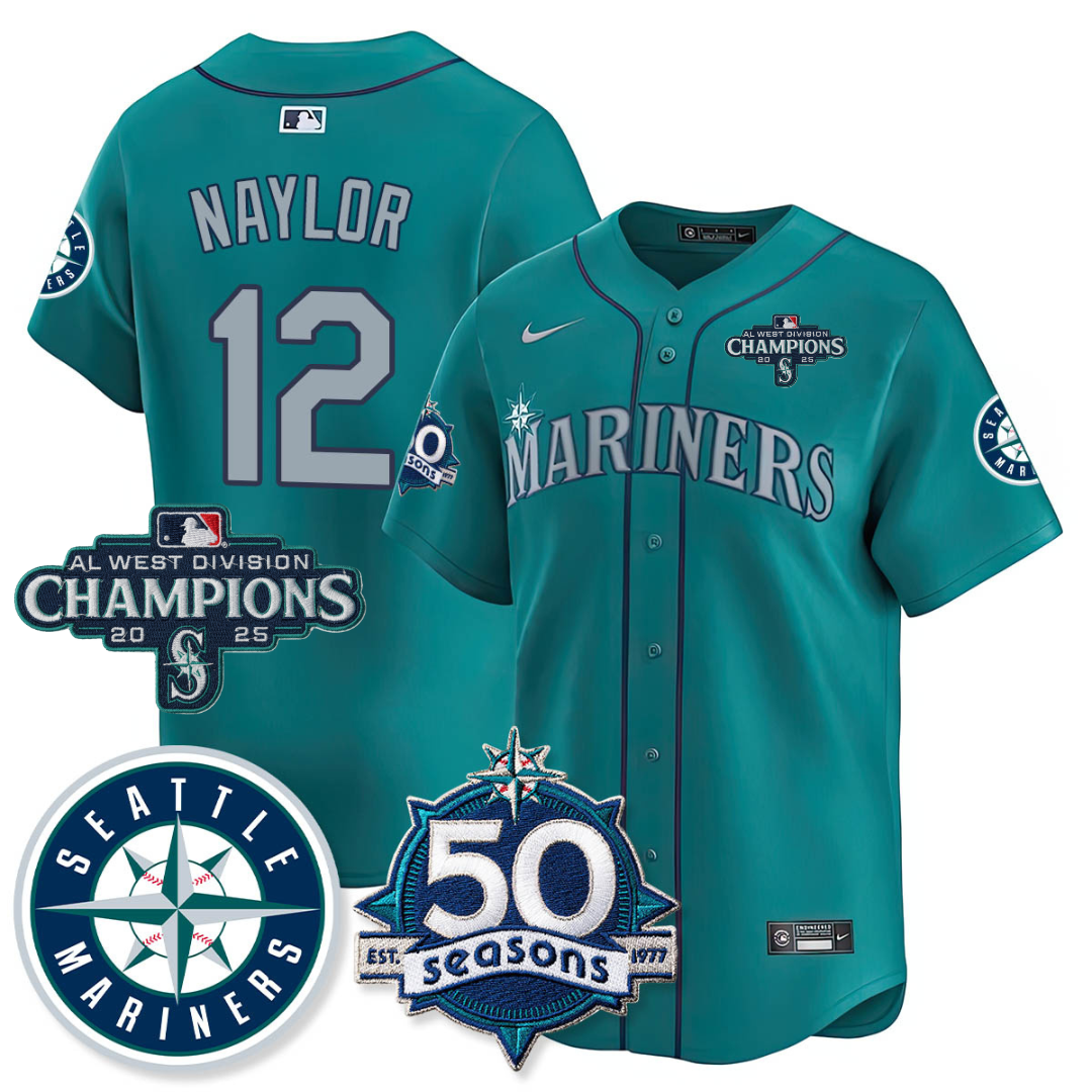SEA Vapor Premier Limited Jersey - 50th Anniversary & AL West Division Champions - All Stitched Teal / Josh Naylor - 12