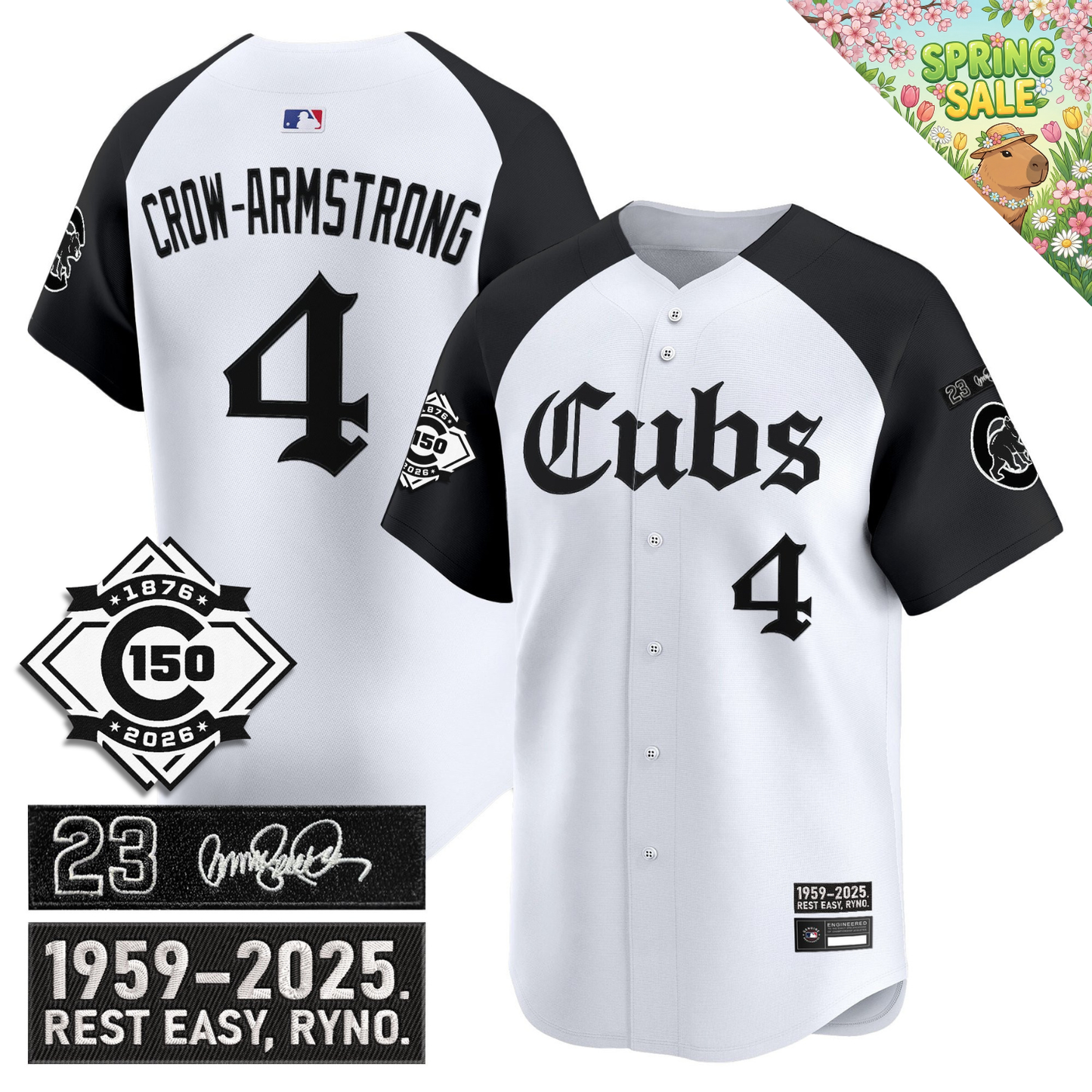 CHC 'Ryne Sandberg Tribute' & 150th anniversary patch Limited Gothic Jersey - All Stitched