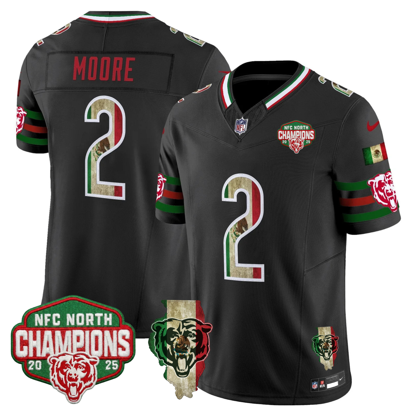 CHI Mexico NFC North Champions 2025 Patch Limited Jersey - Stitched
