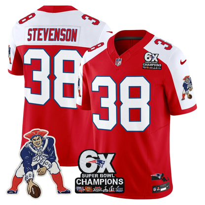 NE 6-Time Champions & Massachusetts Patch Limited Throwback Jersey - Stitched