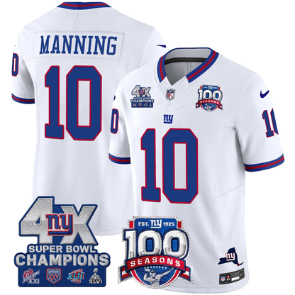 New York Giants 4X Champions & 100th Season Patch Vapor Limited Jersey - All Stitched