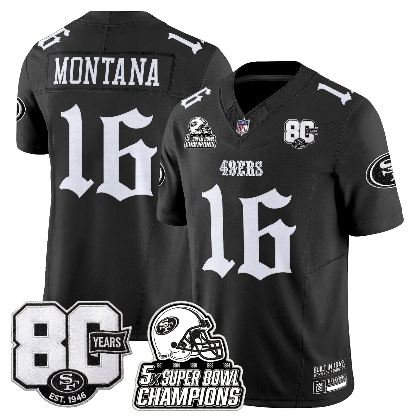 SF 'Fog City Gothic Edition' 80th Anniversary & 5X Champs Jersey - Stitched