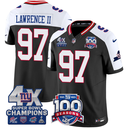 New York Giants 4X Champions & 100th Season Patch Vapor Limited Jersey - All Stitched