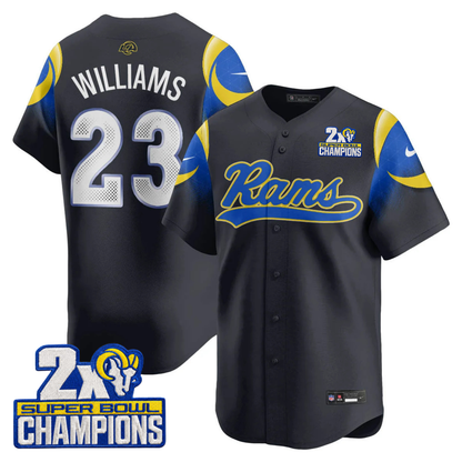 LAR Rivalry 2X Champions Patch Baseball Jersey - Stitched