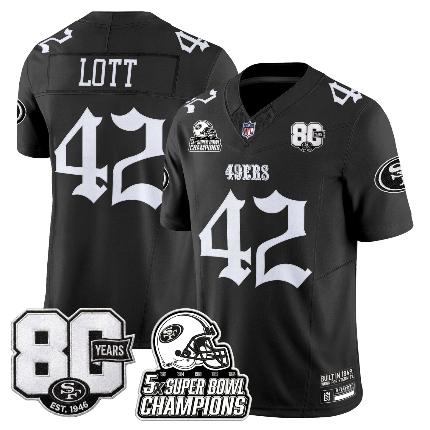 SF 'Fog City Gothic Edition' 80th Anniversary & 5X Champs Jersey - Stitched