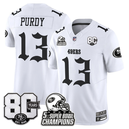 SF 'Fog City Gothic Edition' 80th Anniversary & 5X Champs Jersey - Stitched