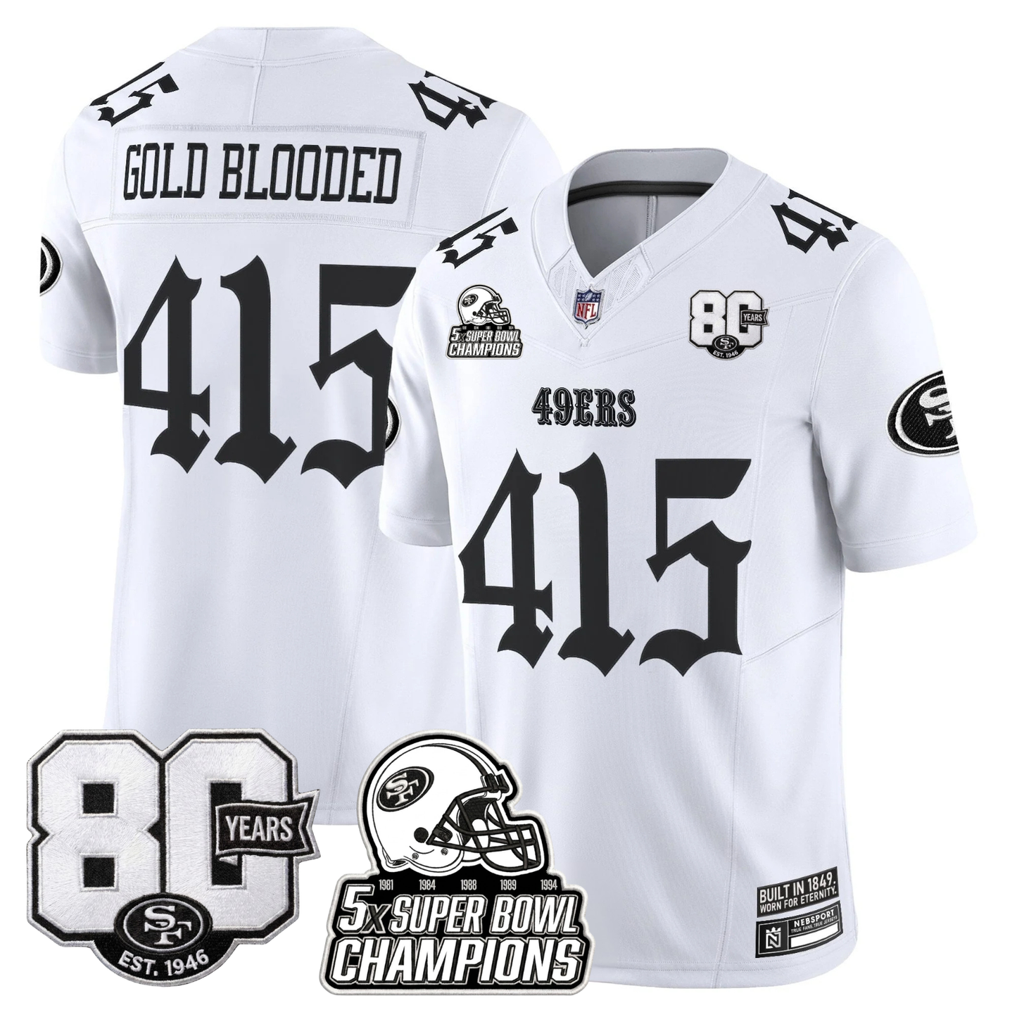 SF 'Fog City Gothic Edition' 80th Anniversary & 5X Champs Jersey - Stitched