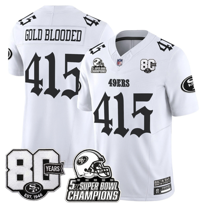 SF 'Fog City Gothic Edition' 80th Anniversary & 5X Champs Jersey - Stitched