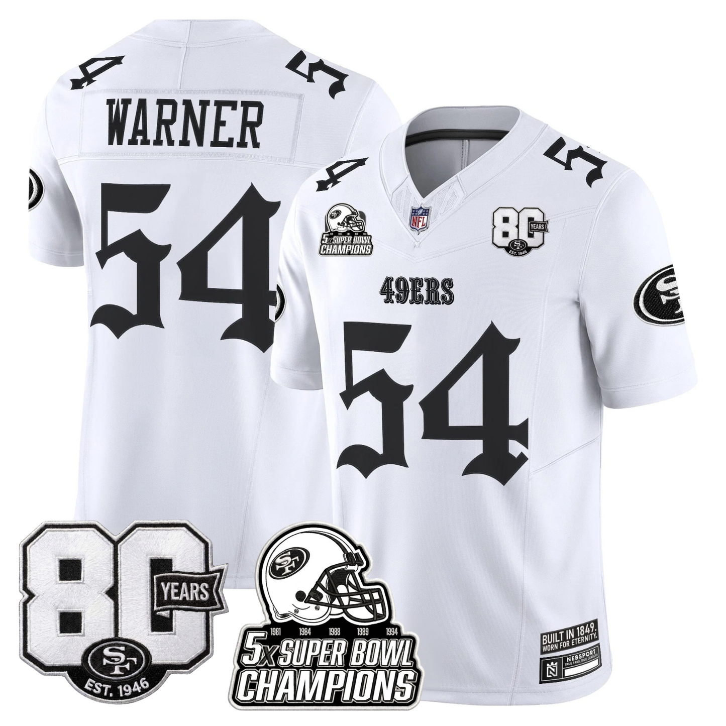 SF 'Fog City Gothic Edition' 80th Anniversary & 5X Champs Jersey - Stitched