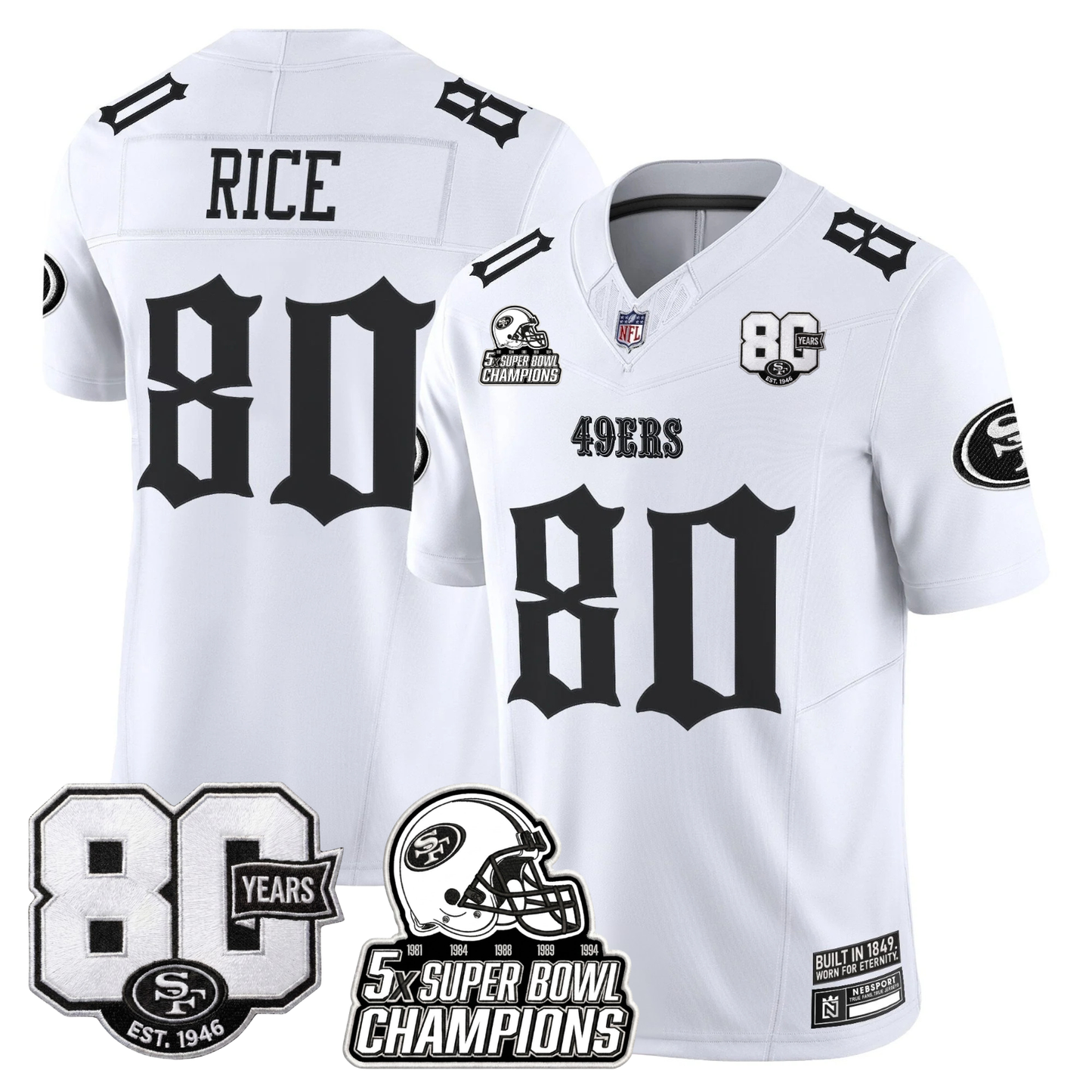 SF 'Fog City Gothic Edition' 80th Anniversary & 5X Champs Jersey - Stitched