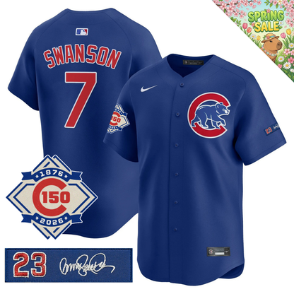 CHC 150th Anniversary & 'Ryne Sandberg Tribute' Patch Vapor Premier Limited Gold Jersey - All Stitched