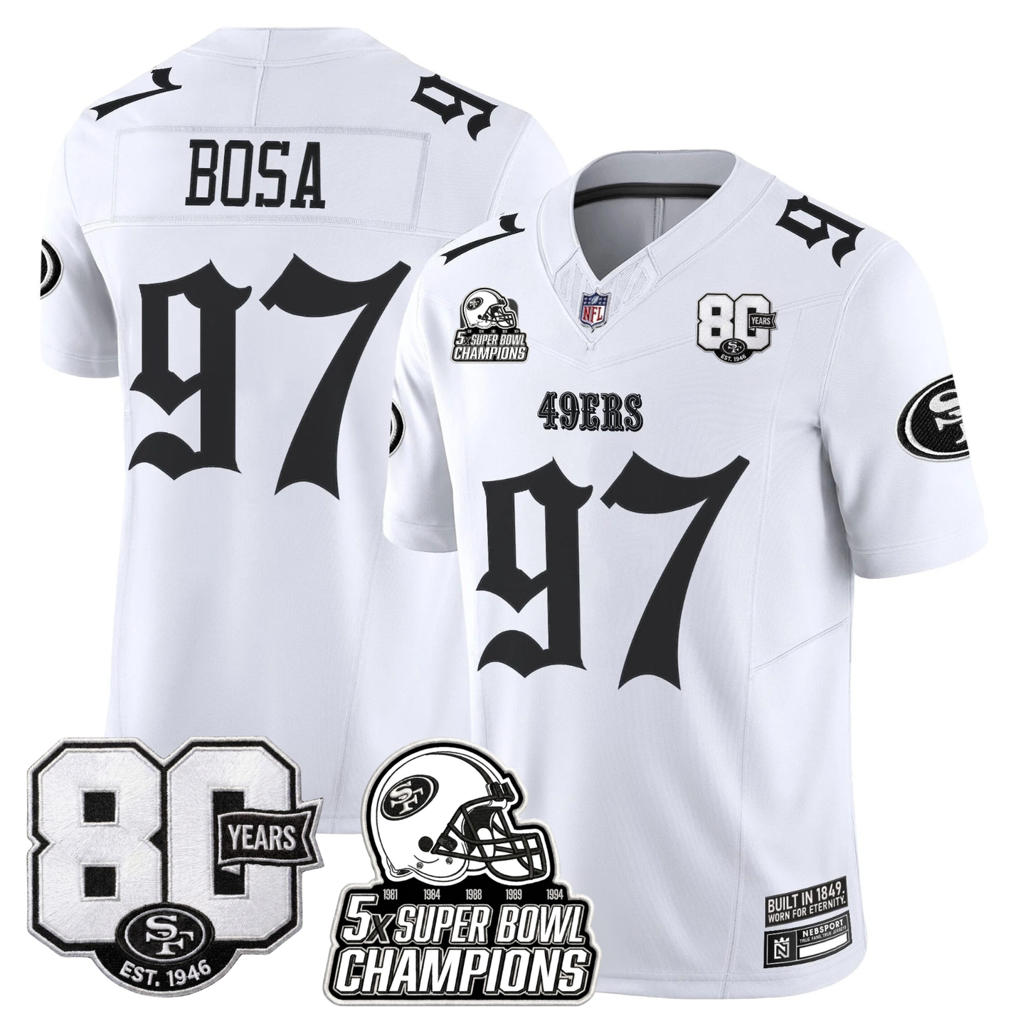 SF 'Fog City Gothic Edition' 80th Anniversary & 5X Champs Jersey - Stitched