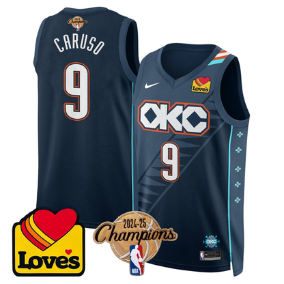 The Thunder 2024-25 Champions Black Gold Jersey - All Stitched