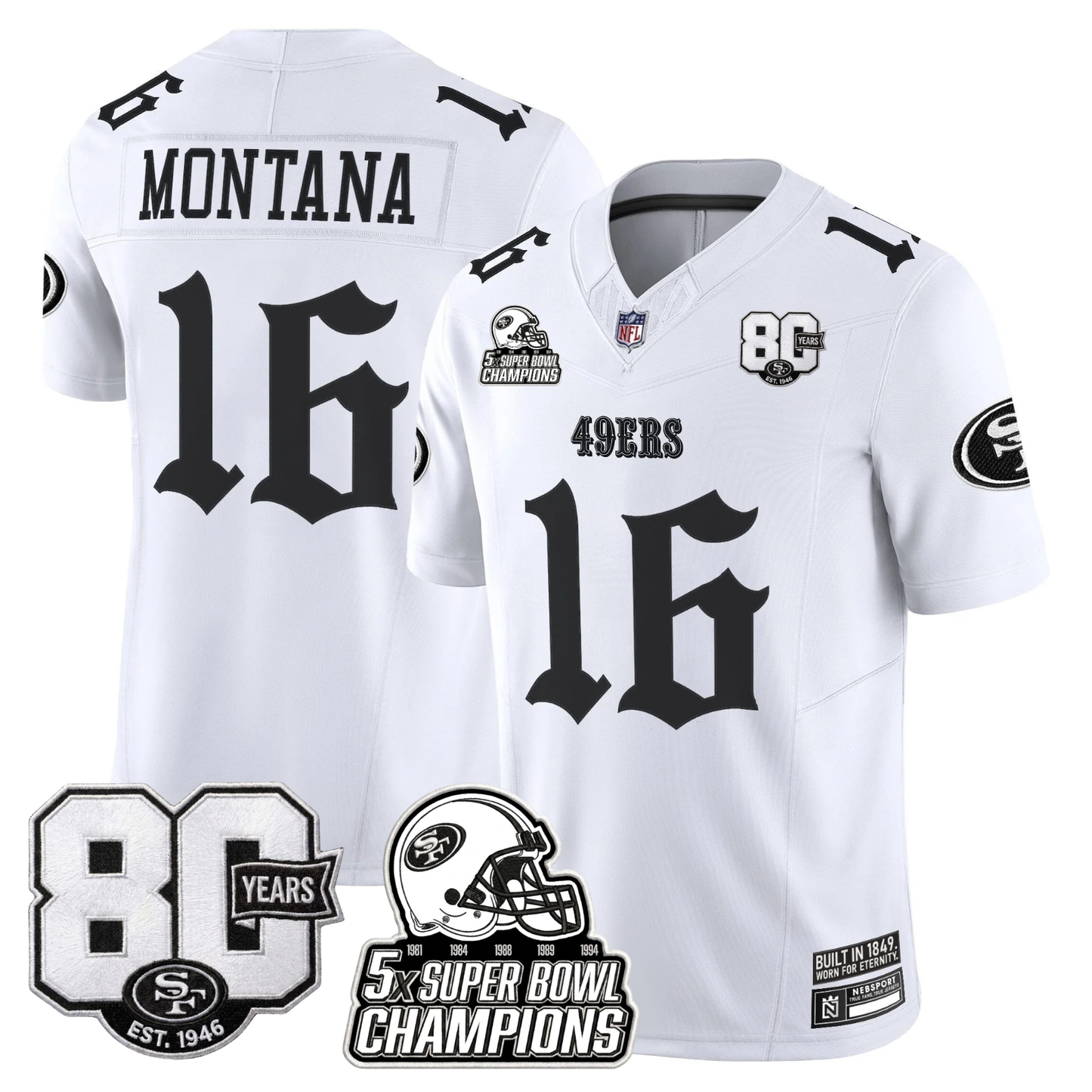 SF 'Fog City Gothic Edition' 80th Anniversary & 5X Champs Jersey - Stitched