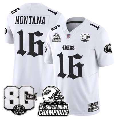 SF 'Fog City Gothic Edition' 80th Anniversary & 5X Champs Jersey - Stitched