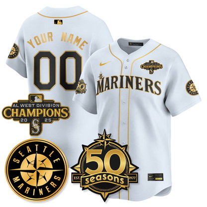 Custom SEA Vapor Premier Limited Jersey - 50th Anniversary & AL West Division Champions - All Stitched (Copy)