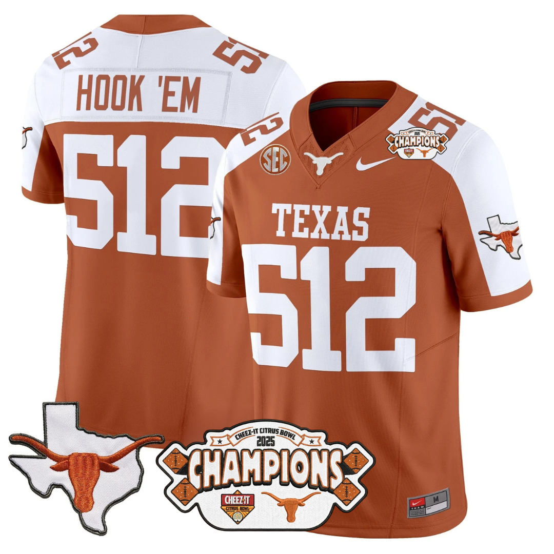 TEX 2025 State Map & Citrus Bowl Champions Patch Vapor Limited Jersey - All Stitched